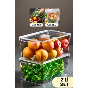 Espas Home Buzdolabı Dolapiçi Düzenleyici Organizer Kapaklı 2'li Set (Maxi)