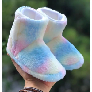 Çocuk Panduf Hologram Desenli Cırt Cırtlı Kaydırmaz Taban Kreş Ev Ayakkabısı