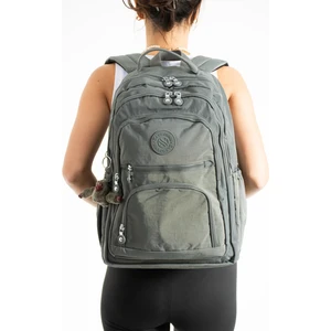 Sanmorris Unisex Suya Dayanıklı Krinkıl Kumaş Çok Gözlü Orta Boy Koyu Gri Renkli Laptop Okul ve Sırt Çantası