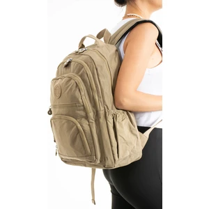 Sanmorris Unisex Suya Dayanıklı Krinkıl Kumaş Çok Gözlü Orta Boy Lacivert Renkli Laptop Okul ve Sırt Çantası