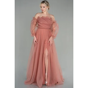 Uzun Kol Dalya Abiye Elbise ABU2076