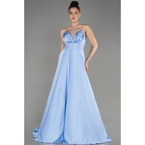 Straplez Uzun Saten Abiye Elbise ABU3965