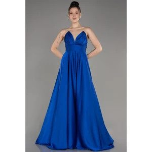 Straplez Uzun Saten Abiye Elbise ABU3965