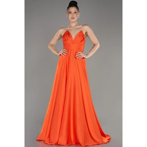 Straplez Uzun Saten Abiye Elbise ABU3965