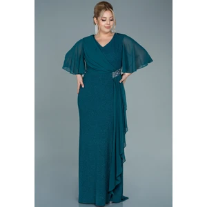 Kısa Kol Simli Uzun Büyük Beden Abiye ABU2651