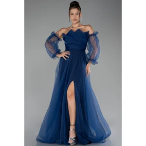 Uzun Kol Dalya Abiye Elbise ABU2076