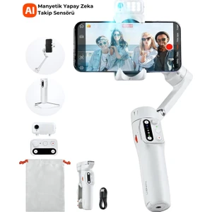 Isteady V3Yapay Zeka Takip Sensörlü 3 Eksenli Telefon Sabitleyici Gimbal