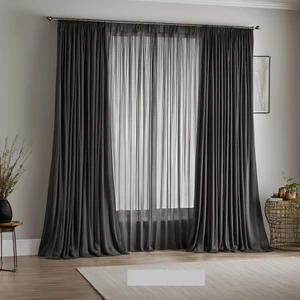 Vi Home Antrasit Karartma Fon Perde Blackout Lüks Düz Dikiş Kornişli En x Yükseklik