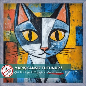 Pi Papers Picasso Tarzı Kedi Posteri, Yüksek Çözünürlüklü Baskı Akıllı Kağıt Poster, Renkli Kedi Posteri