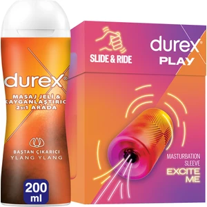 Manuel Mastürbatör + Durex Ylang Ylang 2'Si 1 Arada  Masaj Jeli 200ml