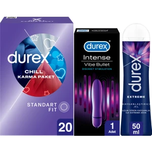 Chill Prezervatif 20’li + Durex Intense Vibe Bullet Titreşimli Vibratör + Durex Extreme Jel 50 ml