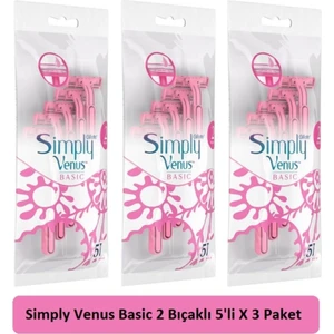 Simply Venus Basic 2 Kadın Tıraş Bıçağı 5'li x 3 Paket