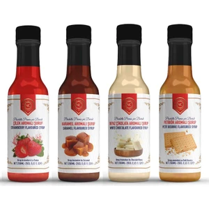 Nish Kahve Nish Çilek, Karamel, Beyaz Çikolata, Petibör Aromalı Şurup 4X250 ml - C