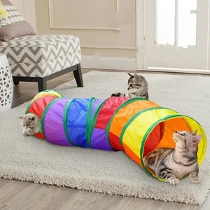 Tineke Kıvrımlı  Kedi Tüneli Katlanır Gökkuşağı Uzun  Kedi Köpek Oyun Tüneli