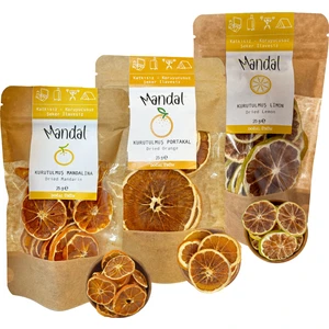 Kurutulmuş Portakal, Limon, Mandalina Dilimleri 75 Gram Kurutulmuş Meyve Kurusu Dilimleri