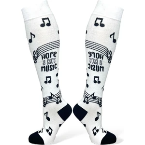 Tekli Beyaz Renkli Uzun Unisex Esnek Nem Alabilen Pamuklu Müzikal Dizüstü Çorap