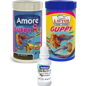 Guppy Mix 250ML + Amore Guppy Mix 250ML Tropikal Balık Yemi