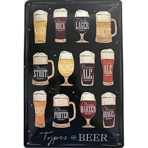 Koleksiyon Types Of Beer Metal Plaka Levha 20X30CM