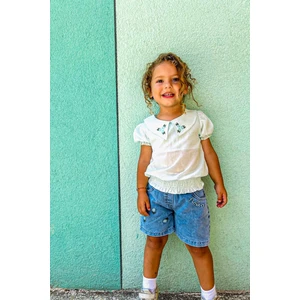 Lulu Kids Çiçek Desenli Yazlık Şortlu Alt Üst Takım "sakız" Modeli