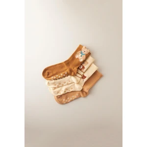 Çocuk Teddy Bear Desenli 4'lü Soket Çorap