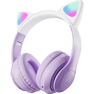 Kedi Kulaklık Bluetooth Kablosuz Mikrofonlu Renkli LED Işıklı Hafıza Kart Girişli Kulaklık Stn 28 Pro Radyolu