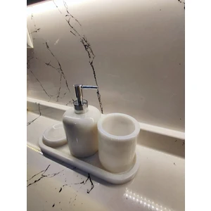 Roi Pierres 4 Lü Mermer Banyo Seti Dikdörtken Mermer Banyo Seti Beyaz Mermer