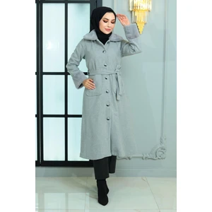 Missvalle Kürk Detaylı Kaşe Kaban Gri 19175