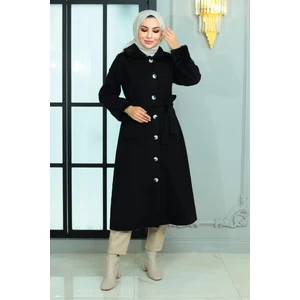 Missvalle Kürk Detaylı Kaşe Kaban Siyah 19175