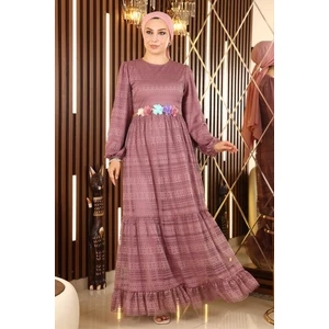 Missvalle Missvalle Dantelli Kemeri Çiçekli Elbise Gül Kurusu 10242