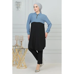 Fermuar Detaylı Tunik Buz Mavisi 6098