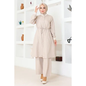 Missvalle Beli Bağcıklı Ribanalı Takım Bej 19212