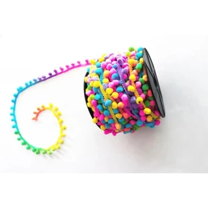 Şerit Ponpon Çok Renkli Mix Gökkuşağı Renkli 5 Metre.