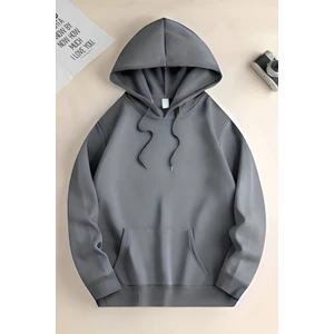 Kadın Hoodie 3 Iplik Kanguru Cep Oversize Bol Kesim Içi Pamuklu Şardonlu Okul Sweatshirt