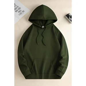 Kadın Hoodie 3 Iplik Kanguru Cep Oversize Bol Kesim Içi Pamuklu Şardonlu Okul Sweatshirt