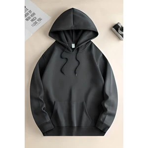 Kadın Hoodie 3 Iplik Kanguru Cep Oversize Bol Kesim Içi Pamuklu Şardonlu Okul Sweatshirt