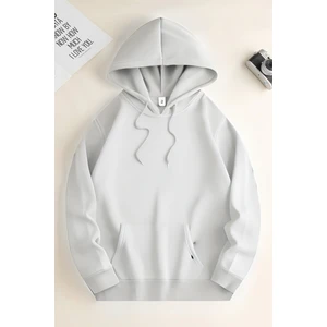 Kadın Hoodie 3 Iplik Kanguru Cep Oversize Bol Kesim Içi Pamuklu Şardonlu Okul Sweatshirt