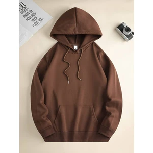 Kadın Hoodie 3 Iplik Kanguru Cep Oversize Bol Kesim Içi Pamuklu Şardonlu Okul Sweatshirt