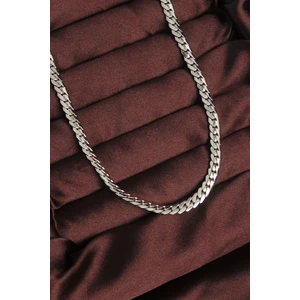 Lola Aksesuar 316L Çelik Gümüş Renk Yassı Örgü Zincir Kolye