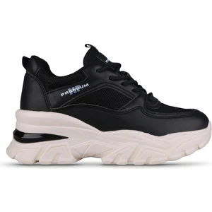 241-1663 Poli Hafif Taban Bağcıklı Kadın Sneaker Siyah