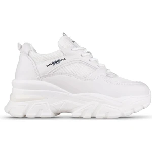 241-1663 Poli Hafif Taban Bağcıklı Kadın Sneaker Beyaz