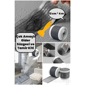 Çok Amaçlı Gider Süzgeci, Saç Kılı Tutucu ve Sineklik Tamir Kiti 12 cm * 4 Metre