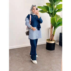 Aselim Hijap Moda LOURES GÖMEKLİ İKİLİ TAKIM LACİVERT