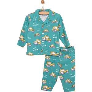 HelloBaby Gömlek Yaka Traktör Desen Erkek Bebek Pijama Takımı