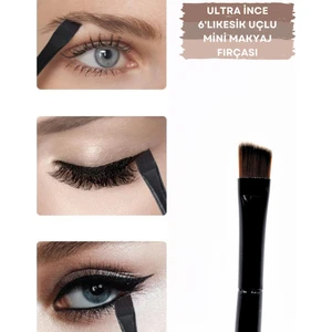 6'Lı Mini Ultra Ince Kesik Uçlu Açılı Makyaj Fırçası - 6'Lı Mini Eyeliner & Kaş & Kaş Farı Fırçası