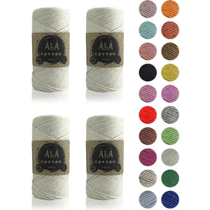 Ala Depo Cotton Kırık Beyaz (Ekru) Panç Amigurumi Ipi Koton Punch Ipi (1,5mm) - 4 x  100 Gram Toplam 400 Gram Kırık Beyaz (Ekru)