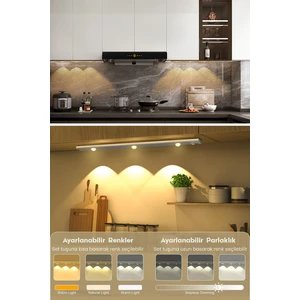 Hareket Sensörlü Şarj Edilebilir 3 Farklı Renk Yanabilen 3 LED Dekoratif Lamba,dolap Işığı