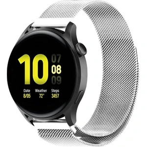 Samsung Galaxy Watch 42mm (20mm) KRD-12 Akıllı Saat Kordonu Metal Örgü Hasır Kordon Kayış Bileklik Gümüş