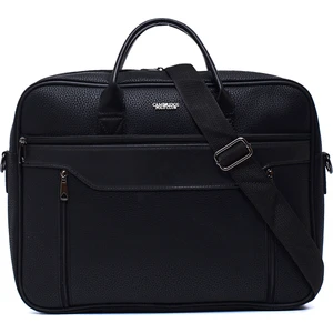 Cambridge Polo Club Evrak Çantası Siyah Suni Deri 39x27x10 cm Üç Bölmeli Tasarım
