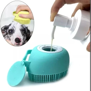 Şampuan Hazneli Kedi Köpek Evcil Hayvan Yıkama Kesesi Silikon Banyo Masaj Tarak Duş Fırçası 1ADET