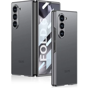 Galaxy Uyumlu Z Fold 6 Kılıf Titanyum Metal Tasarımlı Htstore Kıpta Caz Kapak-Gri